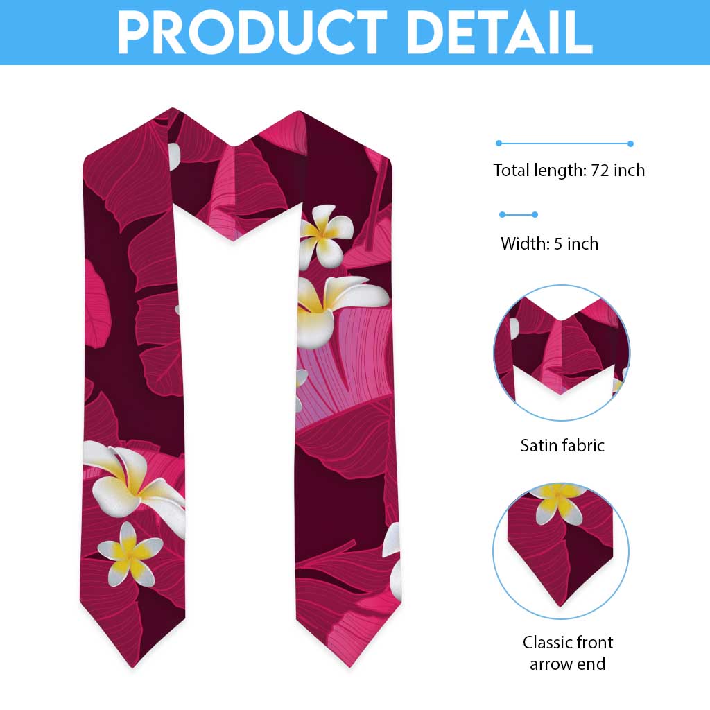 Pink Banana Leaf Hawaii Graduation Stole Lau Maia Plumeria Tropical Summer Vibes