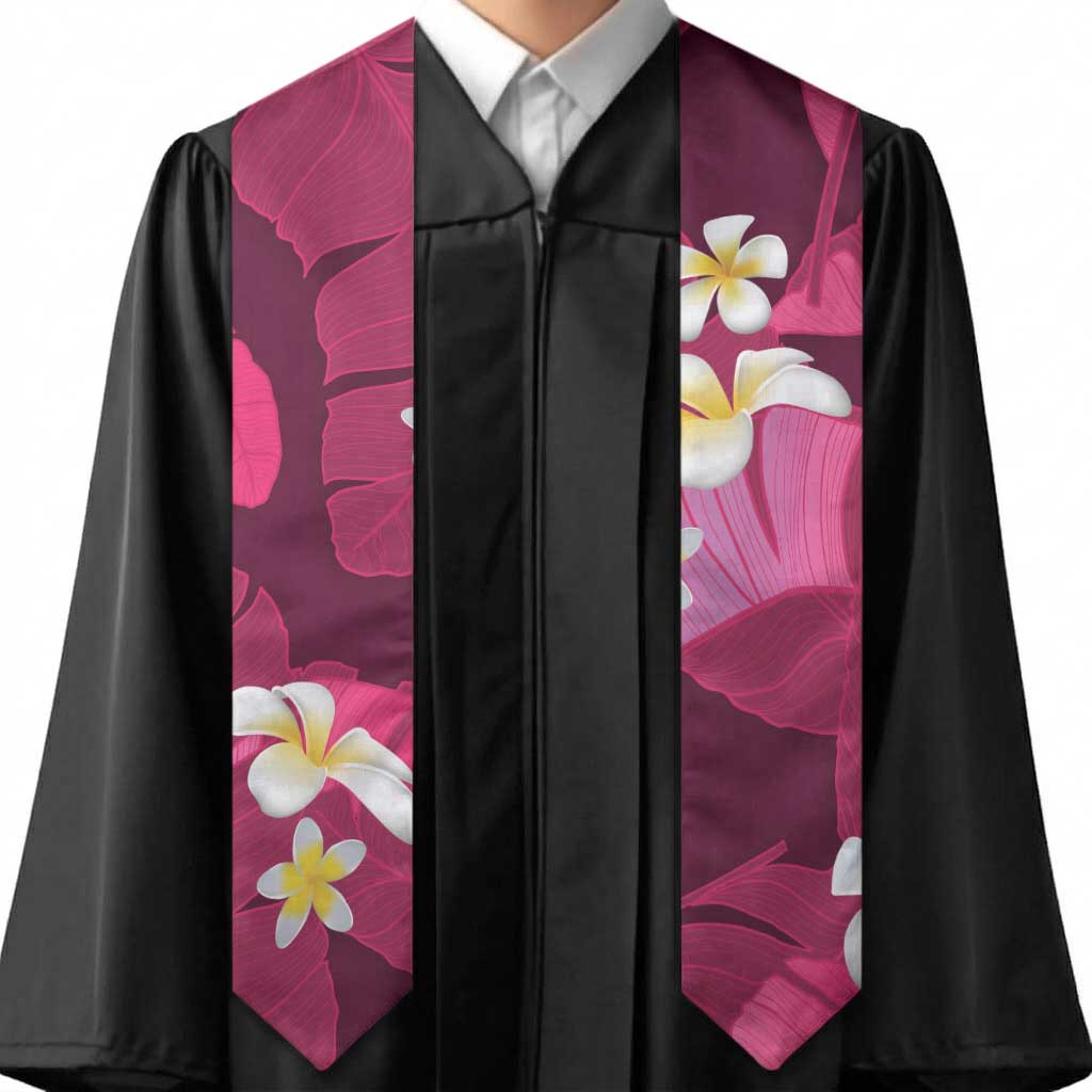 Pink Banana Leaf Hawaii Graduation Stole Lau Maia Plumeria Tropical Summer Vibes