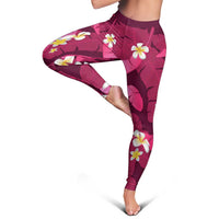Pink Banana Leaf Hawaii Leggings Lau Maia Plumeria Tropical Summer Vibes