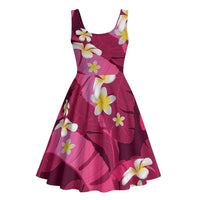 Pink Banana Leaf Hawaii Midi Dress Lau Maia Plumeria Tropical Summer Vibes