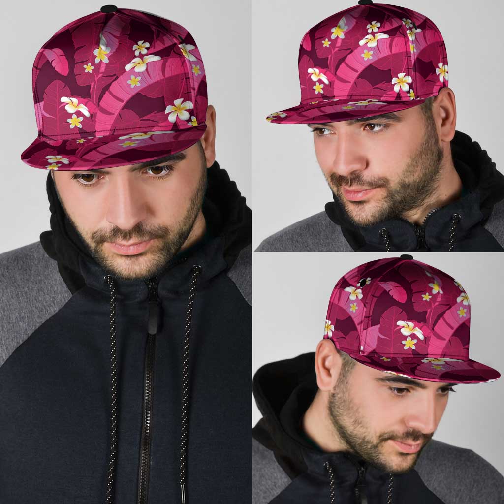 Pink Banana Leaf Hawaii Snapback Cap Lau Maia Plumeria Tropical Summer Vibes