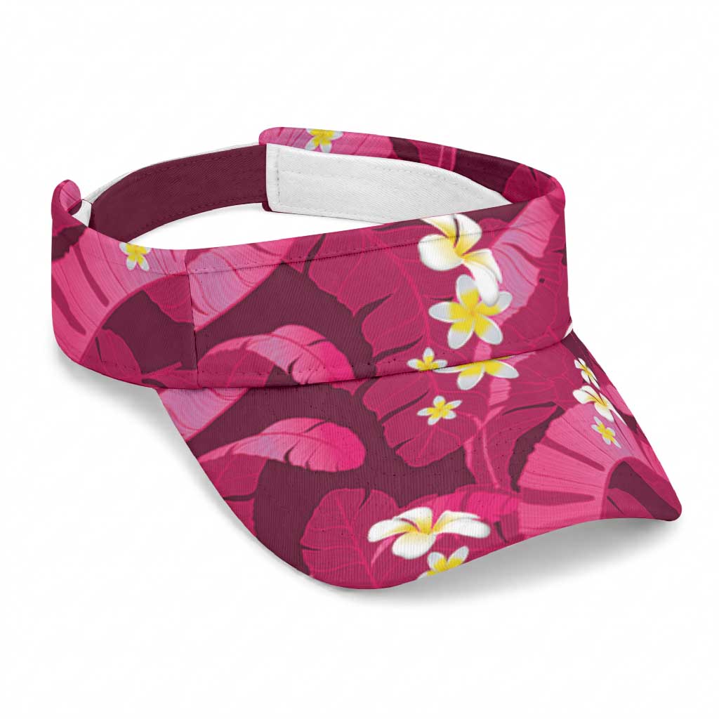 Pink Banana Leaf Hawaii Sun Visor Cap Lau Maia Plumeria Tropical Summer Vibes