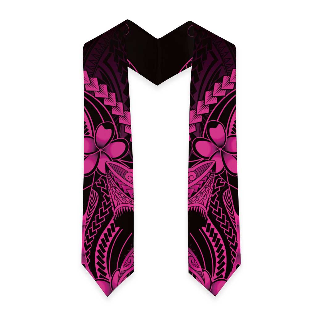 Pink Black Aloha Hawaii Graduation Stole Polynesian Shark Tattoo With Plumeria - Polynesian Pride