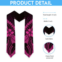 Pink Black Aloha Hawaii Graduation Stole Polynesian Shark Tattoo With Plumeria - Polynesian Pride