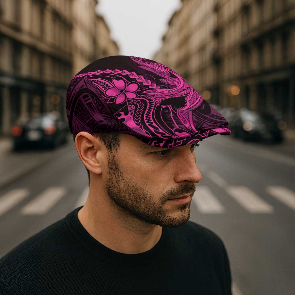 Pink Black Aloha Hawaii Jeff Hat Polynesian Shark Tattoo With Plumeria - Polynesian Pride