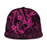 Pink Black Aloha Hawaii Snapback Cap Polynesian Shark Tattoo With Plumeria - Polynesian Pride