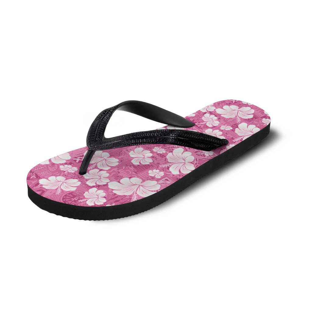 Pink Bula Fiji Masi Hibiscus Seamless Flip Flops