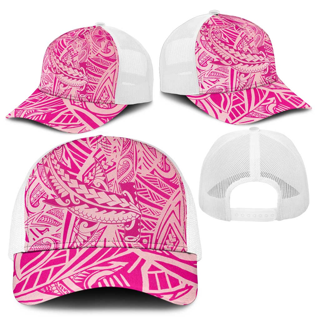 Pink Gradient Polynesia Baseball Net Cap Hawaiian Tribal Hammerhead Shark Tattoo - Polynesian Pride