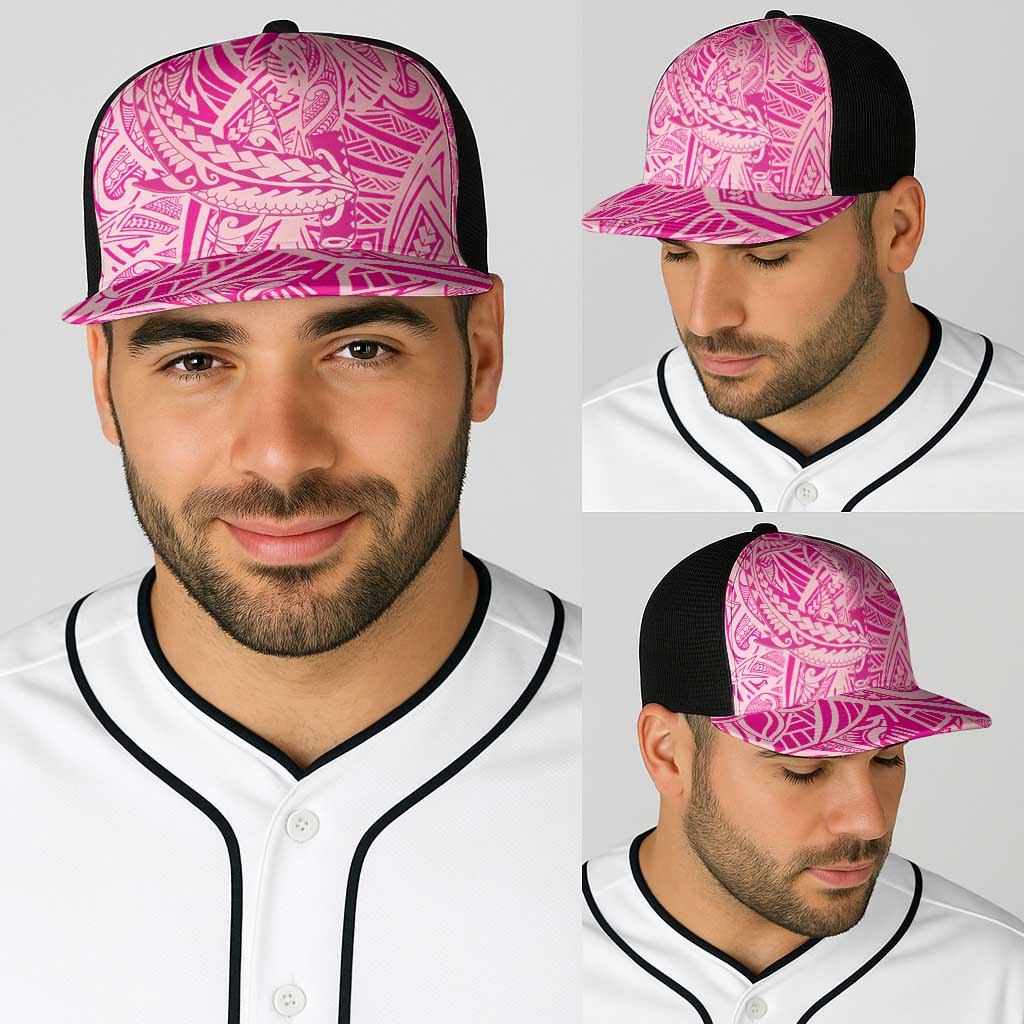 Pink Gradient Polynesia Baseball Net Cap Hawaiian Tribal Hammerhead Shark Tattoo - Polynesian Pride