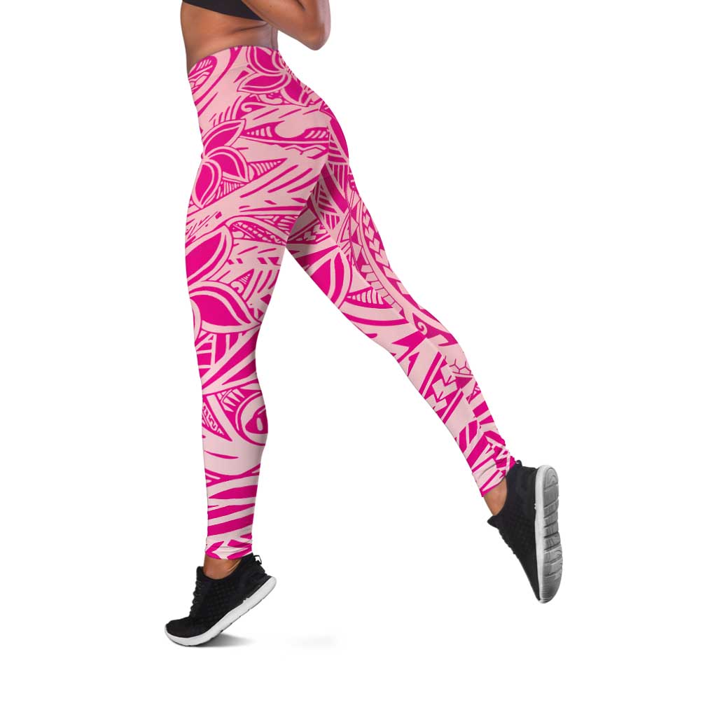 Pink Gradient Polynesia Leggings Hawaiian Tribal Hammerhead Shark Tattoo LT14 Pink - Polynesian Pride