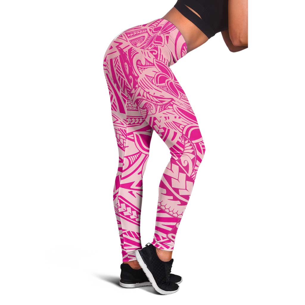 Pink Gradient Polynesia Leggings Hawaiian Tribal Hammerhead Shark Tattoo LT14 - Polynesian Pride