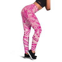 Pink Gradient Polynesia Leggings Hawaiian Tribal Hammerhead Shark Tattoo LT14 - Polynesian Pride