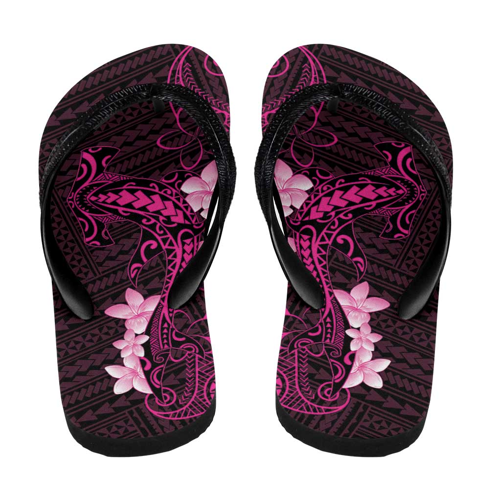 Pink Hawaii Flip Flops Hammerhead Shark Tattoo Curve Polynesian - Polynesian Pride