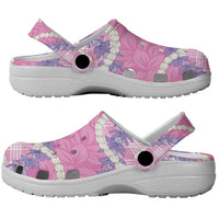 Pink Hawaii Palaka Honohono Pikake Clogs Shoes Hawaiian Orchid Lei Polynesian Pattern - Polynesian Pride