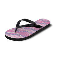 Pink Hawaii Palaka Honohono Pikake Flip Flops Hawaiian Orchid Lei Polynesian Pattern - Polynesian Pride