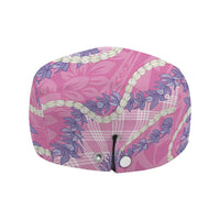 Pink Hawaii Palaka Honohono Pikake Jeff Hat Hawaiian Orchid Lei Polynesian Pattern - Polynesian Pride