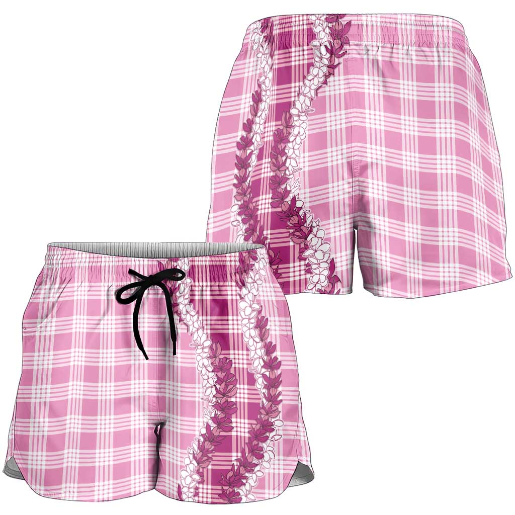Pink Hawaii Palaka Shorts for Women Hawaiian Honohono Lei LT05 - Polynesian Pride
