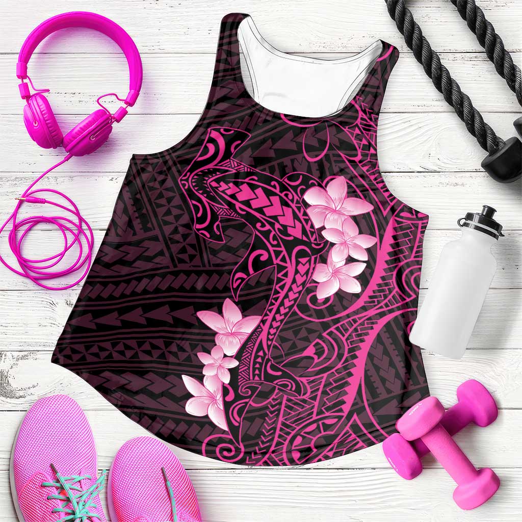 Pink Hawaii Women Racerback Tank Hammerhead Shark Tattoo Curve Polynesian - Polynesian Pride