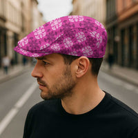 Pink Hawaiian Quilt Jeff Hat Hawaii Pineapple Monstera Palaka Motifs - Polynesian Pride