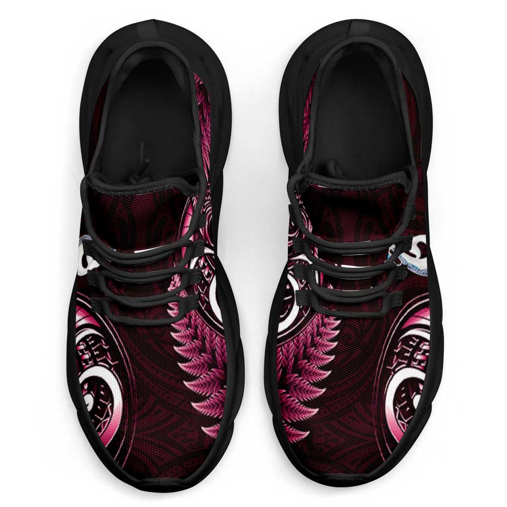 Pink New Zealand Clunky Sneakers Aotearoa Silver Fern With Manaia Maori Unique LT14 - Polynesian Pride