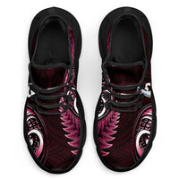 Pink New Zealand Clunky Sneakers Aotearoa Silver Fern With Manaia Maori Unique LT14 - Polynesian Pride