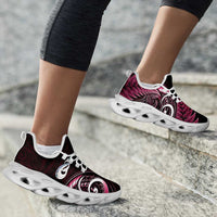 Pink New Zealand Clunky Sneakers Aotearoa Silver Fern With Manaia Maori Unique LT14 - Polynesian Pride
