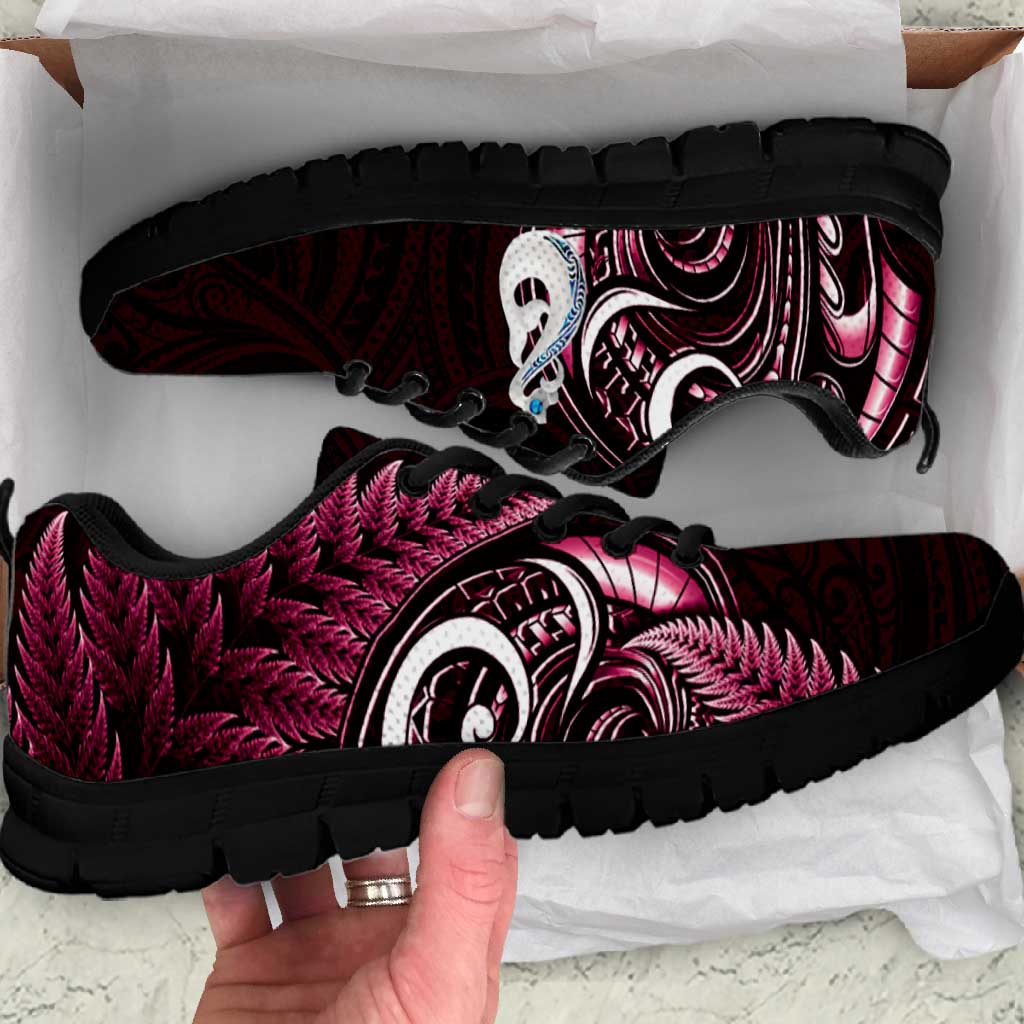 Pink New Zealand Sneakers Aotearoa Silver Fern With Manaia Maori Unique