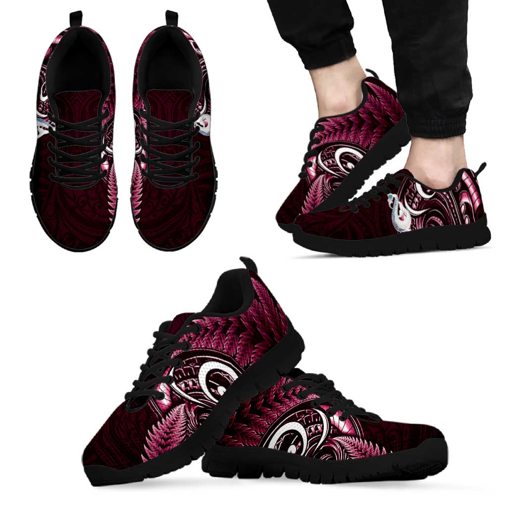 Pink New Zealand Sneakers Aotearoa Silver Fern With Manaia Maori Unique LT14 - Polynesian Pride