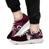 Pink New Zealand Sneakers Aotearoa Silver Fern With Manaia Maori Unique LT14 - Polynesian Pride