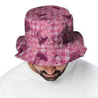 Pink Palaka Hawaii Cowboy Bucket Hat Puakenikeni Lei Paniolo Papale Seamless Vibes - Polynesian Pride