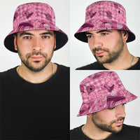 Pink Palaka Hawaii Cowboy Bucket Hat Puakenikeni Lei Paniolo Papale Seamless Vibes - Polynesian Pride