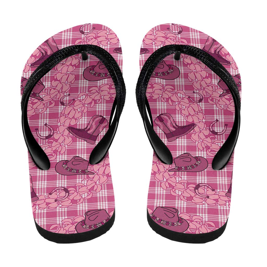 Pink Palaka Hawaii Cowboy Flip Flops Puakenikeni Lei Paniolo Papale Seamless Vibes LT14 - Polynesian Pride