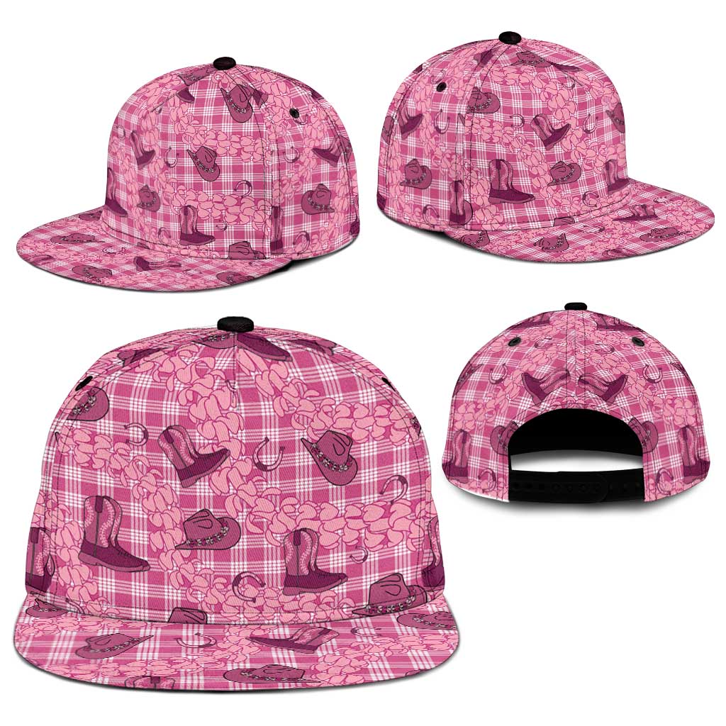 Pink Palaka Hawaii Cowboy Snapback Cap Puakenikeni Lei Paniolo Papale Seamless Vibes - Polynesian Pride