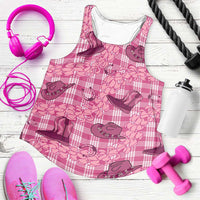 Pink Palaka Hawaii Cowboy Women Racerback Tank Puakenikeni Lei Paniolo Papale Seamless Vibes - Polynesian Pride