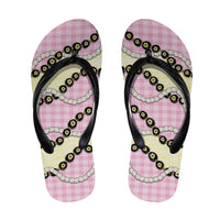 Pink Palaka Hawaii Flip Flops Kukui Nut Pikake Lei Hawaiian Tapa Pattern - Polynesian Pride