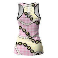 Pink Palaka Hawaii Hollow Tank Top Kukui Nut Pikake Lei Hawaiian Tapa Pattern - Polynesian Pride