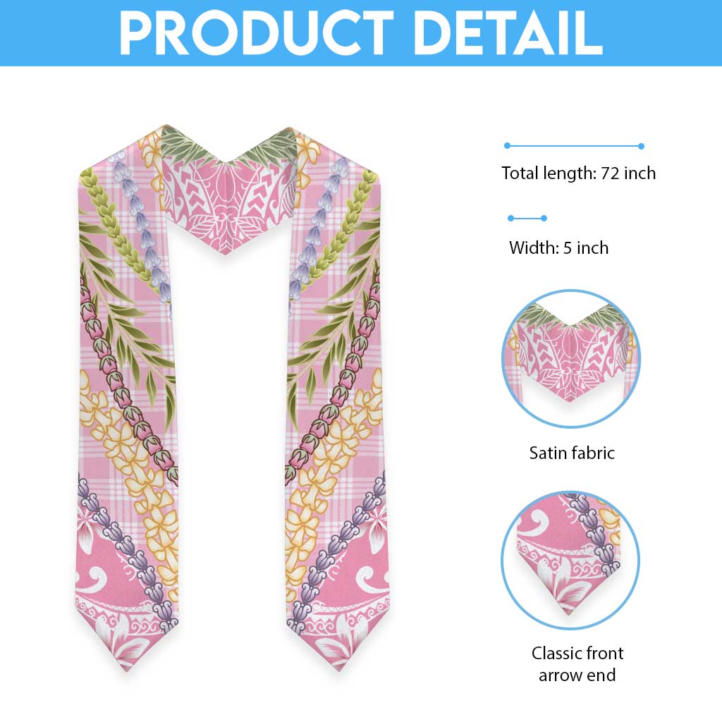 Pink Palaka Hawaii Leis Graduation Stole Hawaiian-plaid Elegant Tropical Vibes - Polynesian Pride