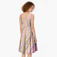 Pink Palaka Hawaii Leis Midi Dress Hawaiian-plaid Elegant Tropical Vibes - Polynesian Pride