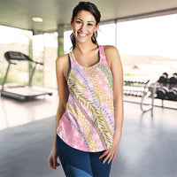 Pink Palaka Hawaii Leis Women Racerback Tank Hawaiian-plaid Elegant Tropical Vibes - Polynesian Pride