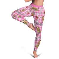 Pink Palaka Hawaii Mele Kalikimaka Leggings Ohia Lehua Shell Leis Funny Gingerbread Santa - Polynesian Pride