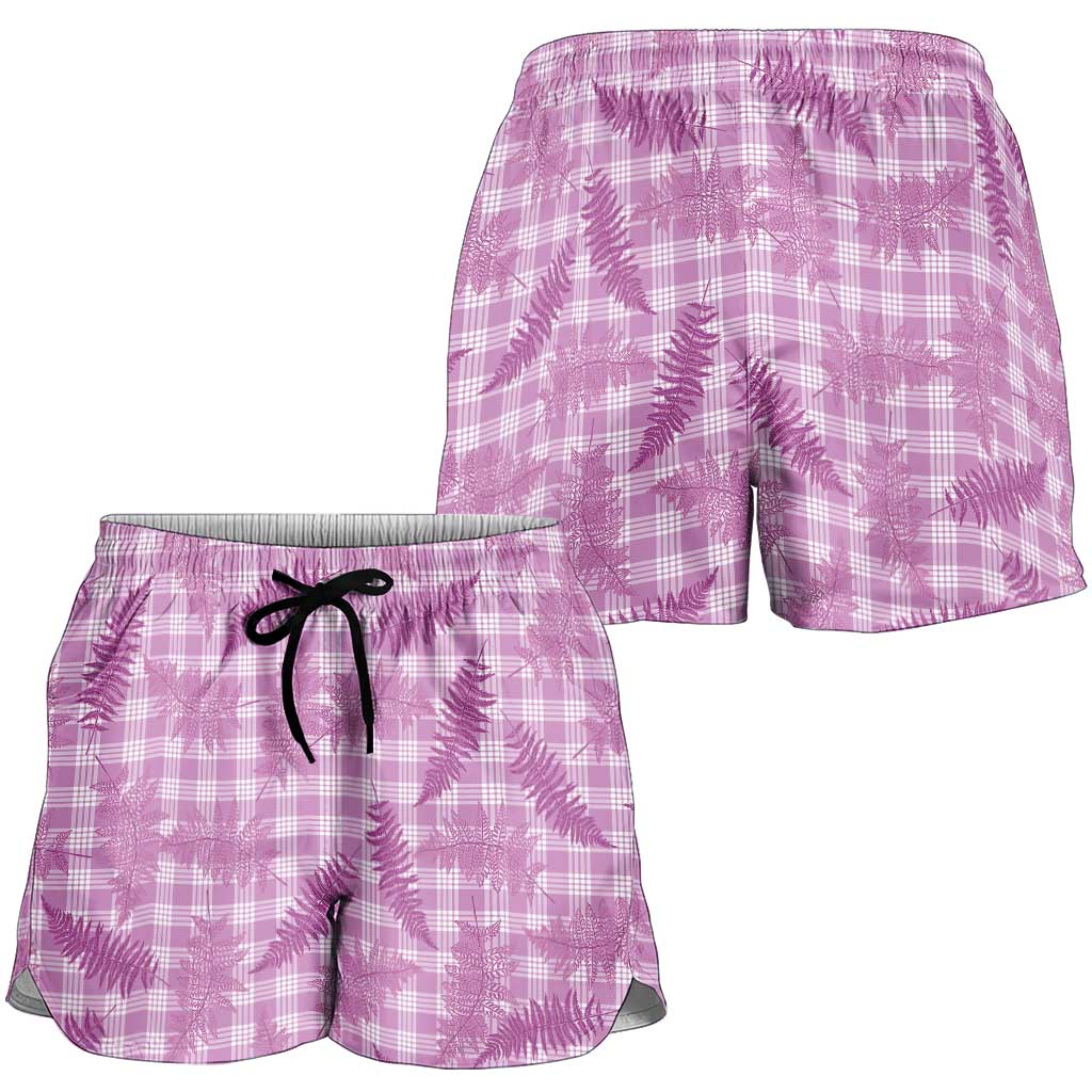Pink Palaka Hawaii Palapalai Shorts for Women Hawaiian Fern