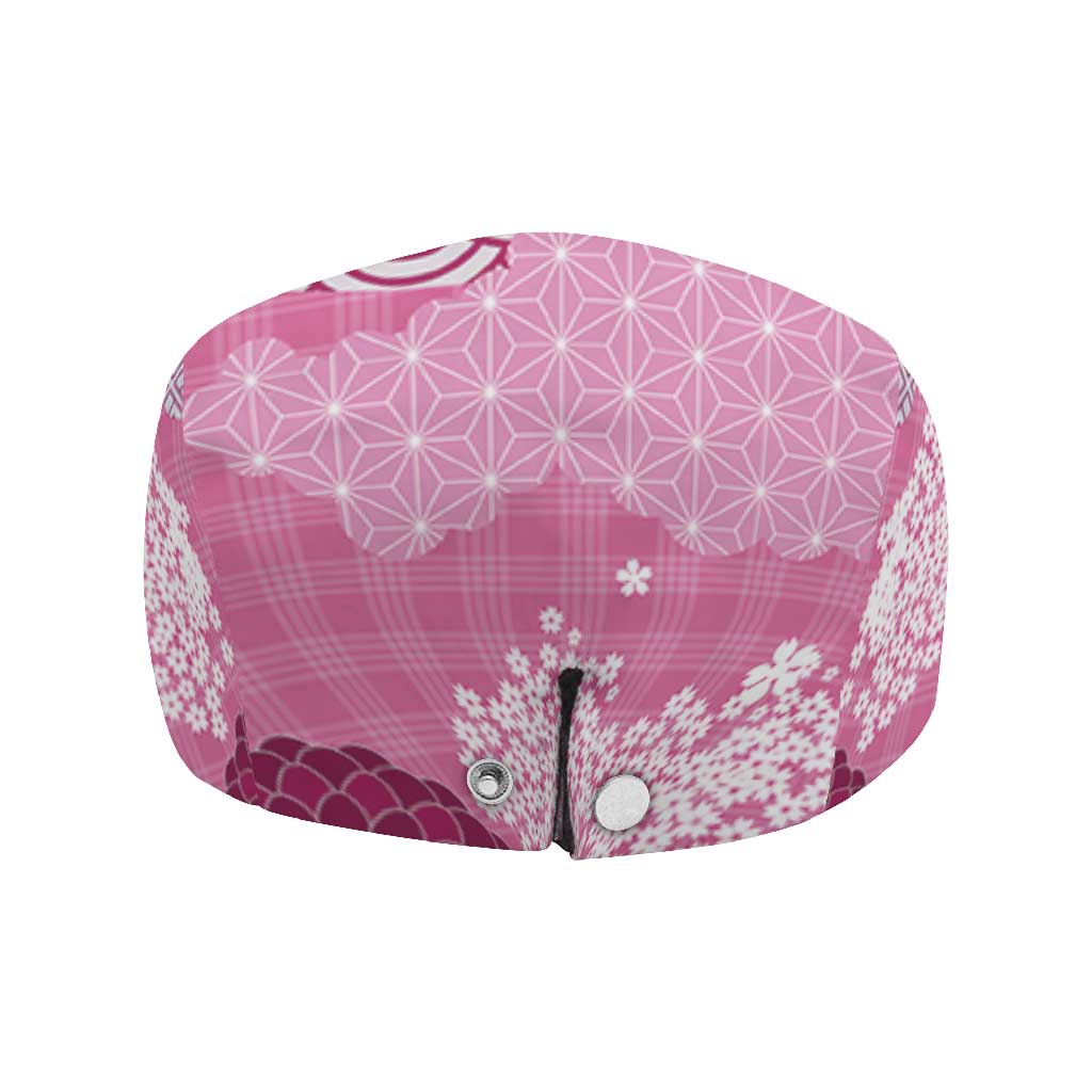 Pink Palaka Japanese Traditional Jeff Hat Asanoha Seigaiha Sakura Motif - Polynesian Pride