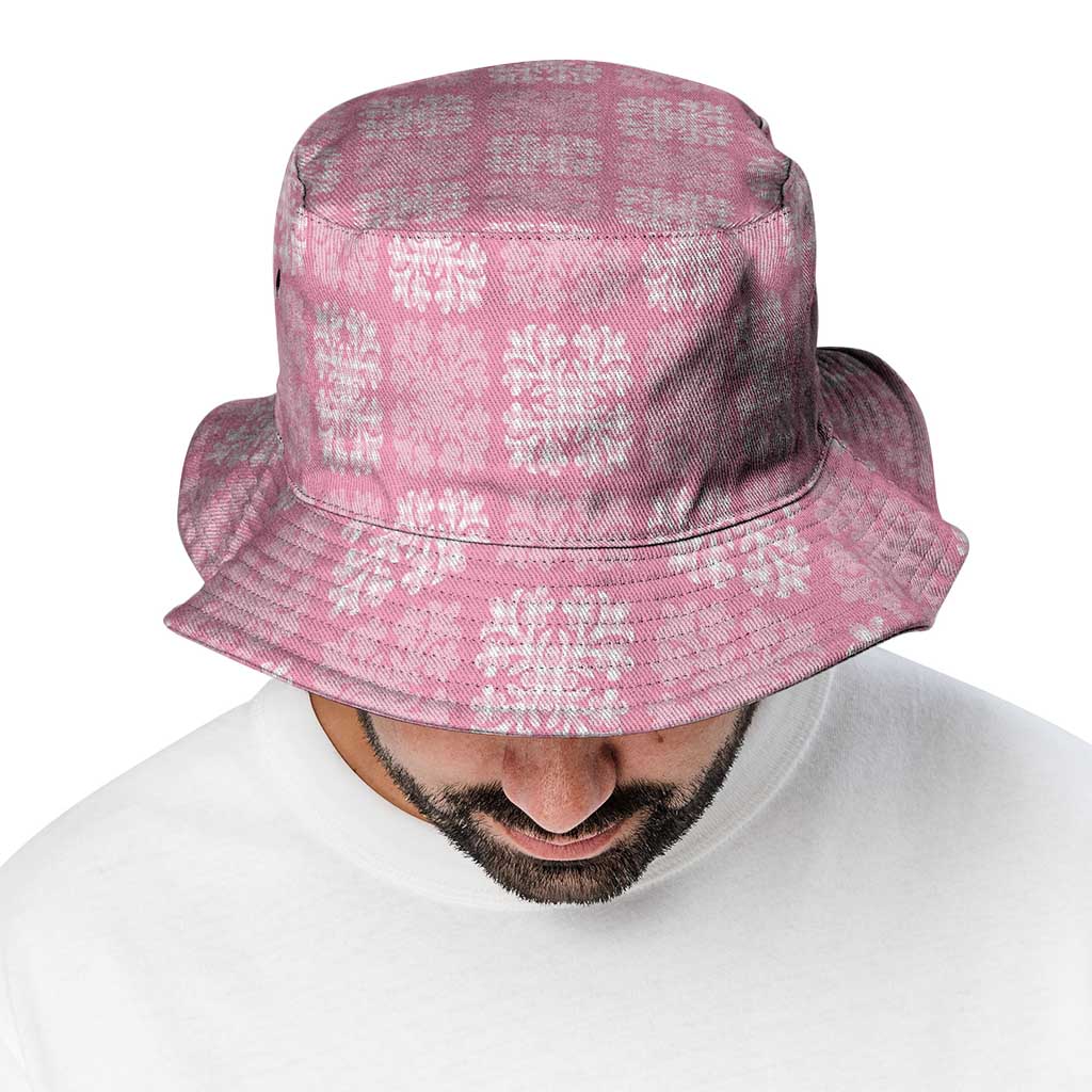 Pink Palaka Quilt Hawaii Bucket Hat Traditional Hawaii-plaid Pattern - Polynesian Pride