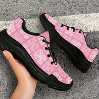 Pink Palaka Quilt Hawaii Chunky Sneakers Traditional Hawaii-plaid Pattern - Polynesian Pride