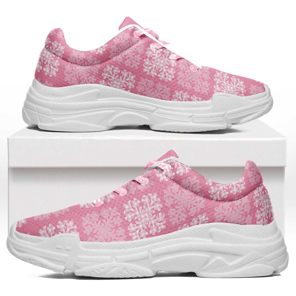 Pink Palaka Quilt Hawaii Chunky Sneakers Traditional Hawaii-plaid Pattern - Polynesian Pride