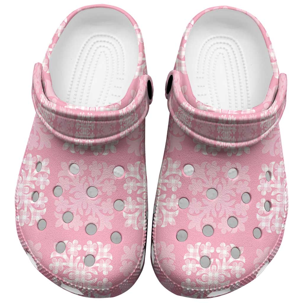 Pink Palaka Quilt Hawaii Clogs Shoes Traditional Hawaii-plaid Pattern - Polynesian Pride