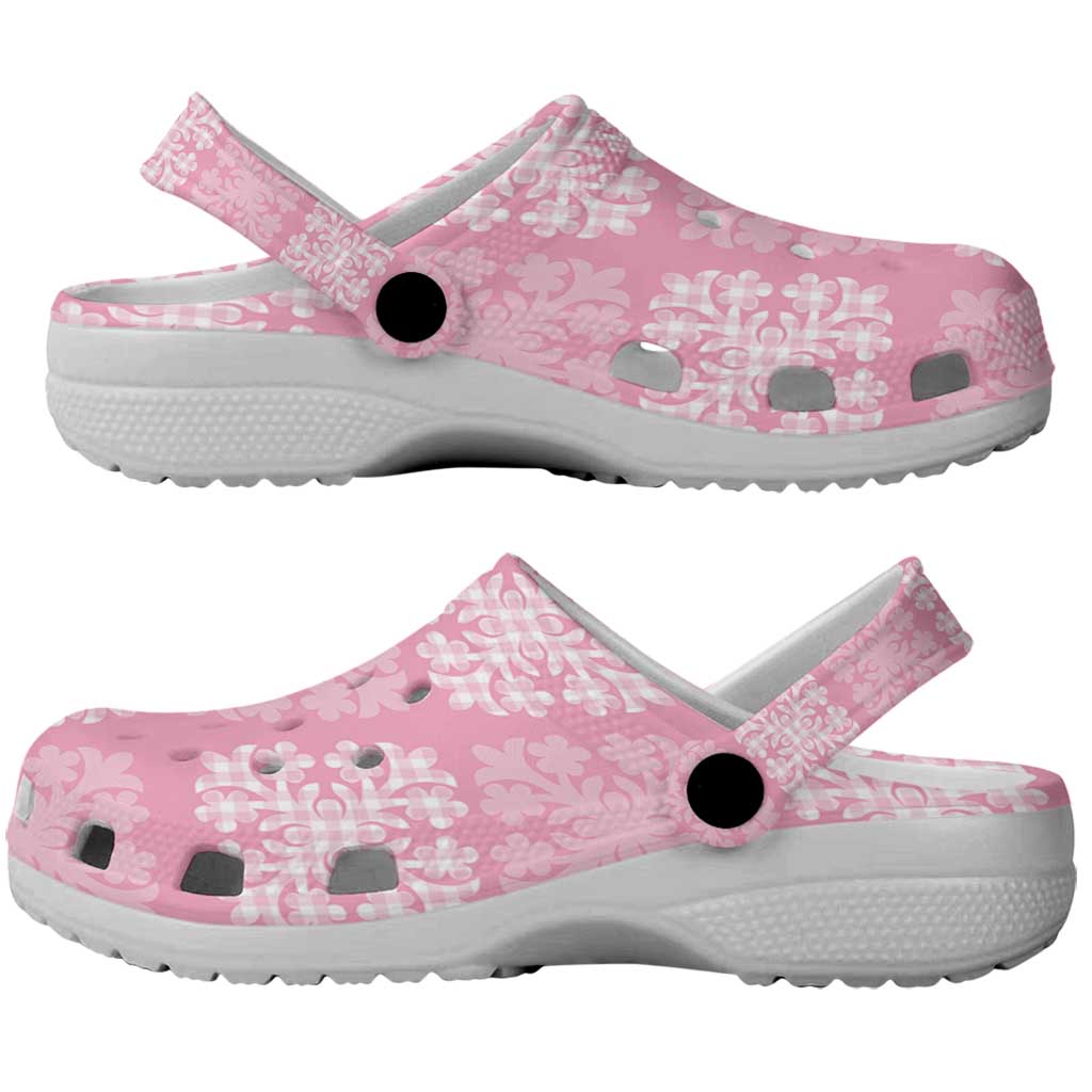 Pink Palaka Quilt Hawaii Clogs Shoes Traditional Hawaii-plaid Pattern - Polynesian Pride