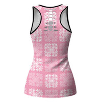 Pink Palaka Quilt Hawaii Hollow Tank Top Traditional Hawaii-plaid Pattern LT14 - Polynesian Pride