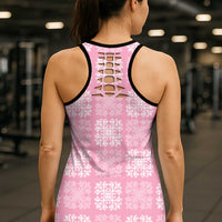 Pink Palaka Quilt Hawaii Hollow Tank Top Traditional Hawaii-plaid Pattern LT14 - Polynesian Pride