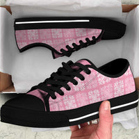 Pink Palaka Quilt Hawaii Low Top Shoes Traditional Hawaii-plaid Pattern LT14 Pink - Polynesian Pride
